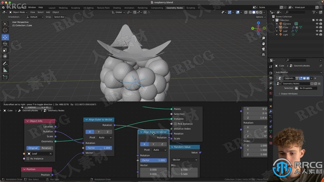 Blender几何节点树莓建模实例制作视频教程