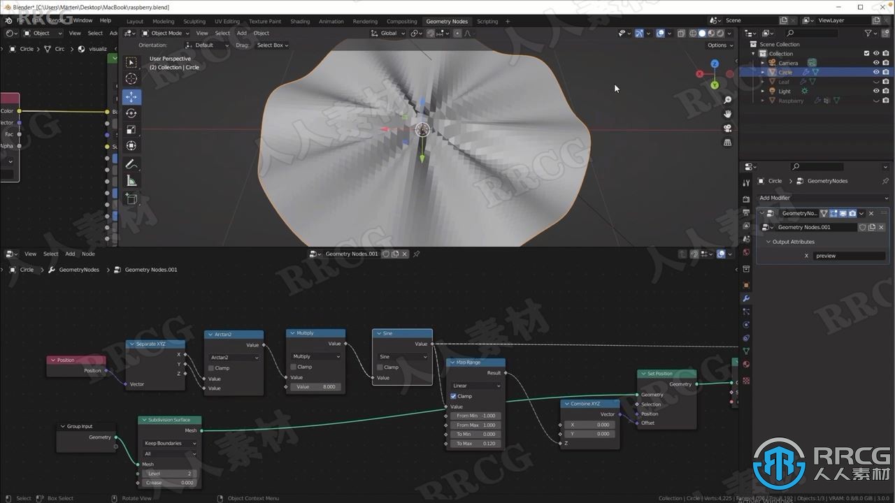 Blender几何节点树莓建模实例制作视频教程