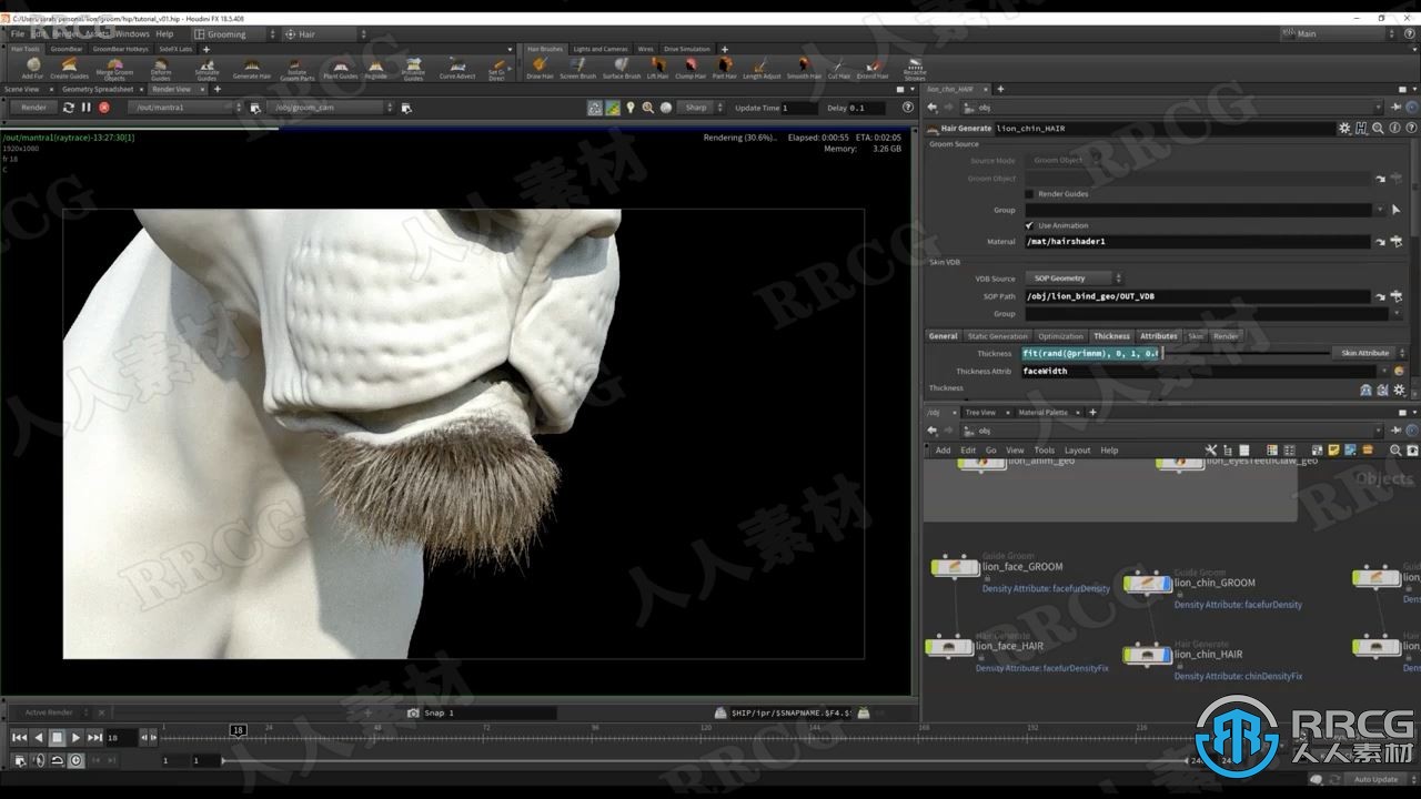 Houdini狮子毛发实例制作大师级视频教程