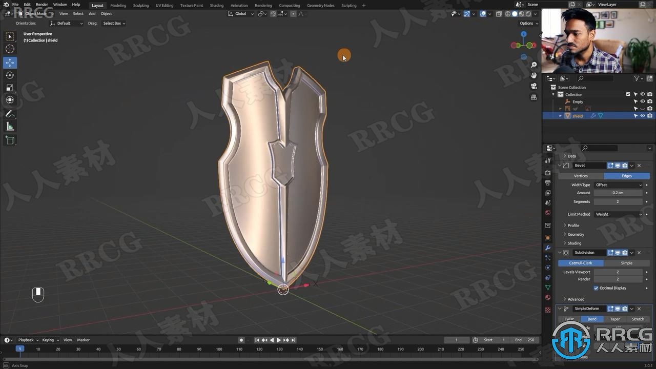 Blender游戏盾牌模型和纹理实例制作视频教程