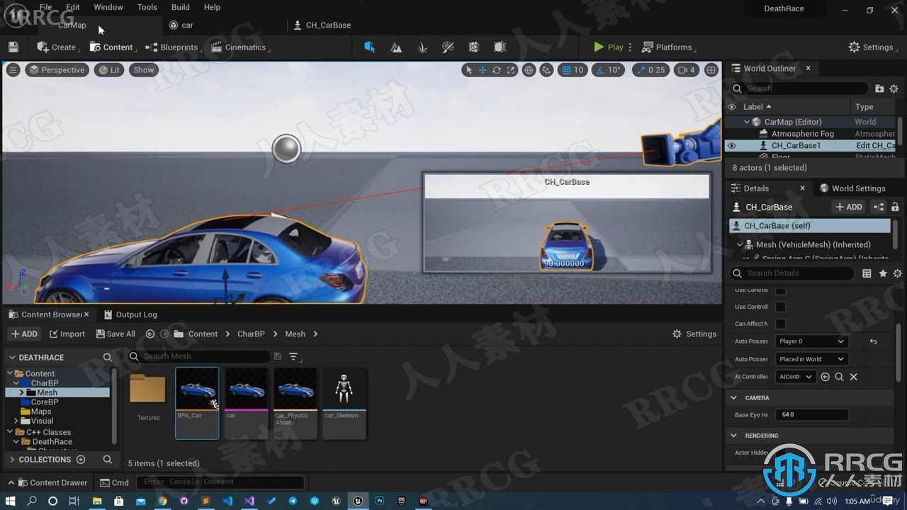 【中文字幕】UE5中C++语言制作竞速赛车游戏工作流程视频教程
