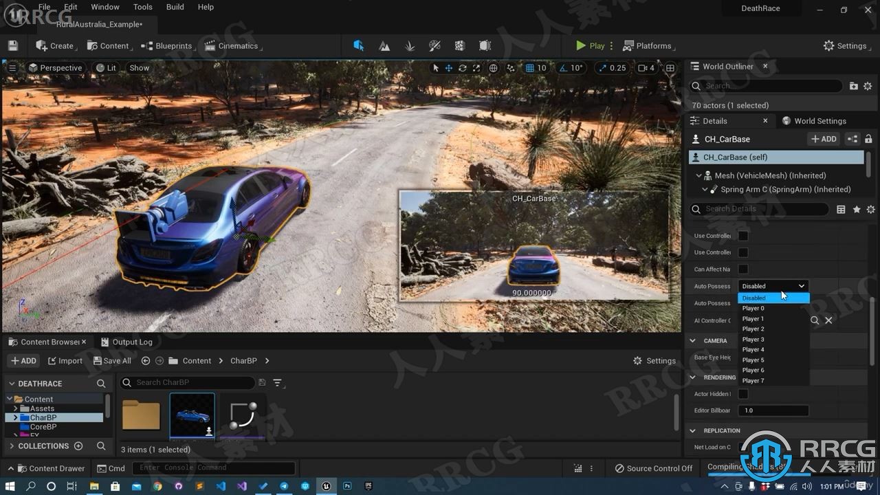 【中文字幕】UE5中C++语言制作竞速赛车游戏工作流程视频教程