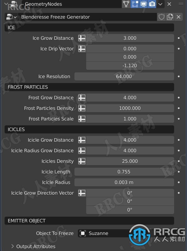 Freeze Generator Setup冰冻效果Blender插件V01版