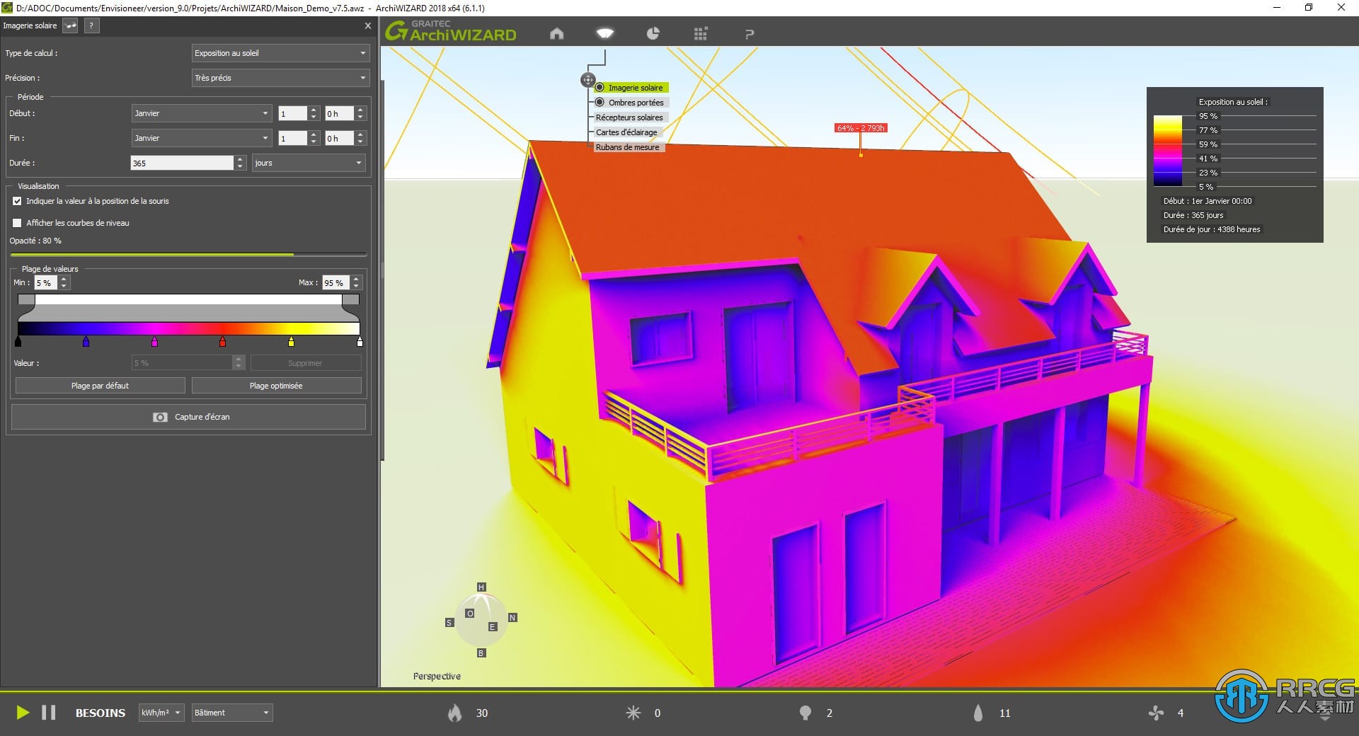Graitec ArchiWizard建筑模型的实时3D分析软件V2022.1.1 10.1.1版