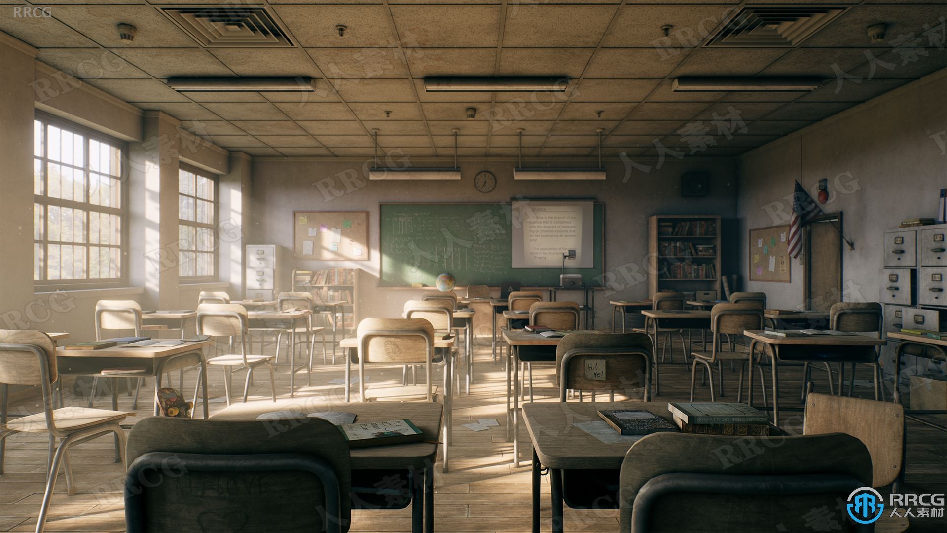 老旧教室环境场景Unreal Engine游戏素材资源