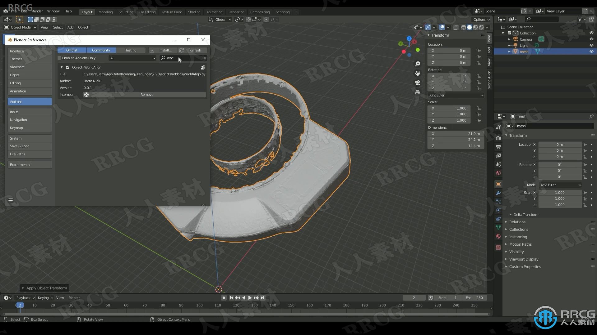 World Align重置校对网格Blender插件