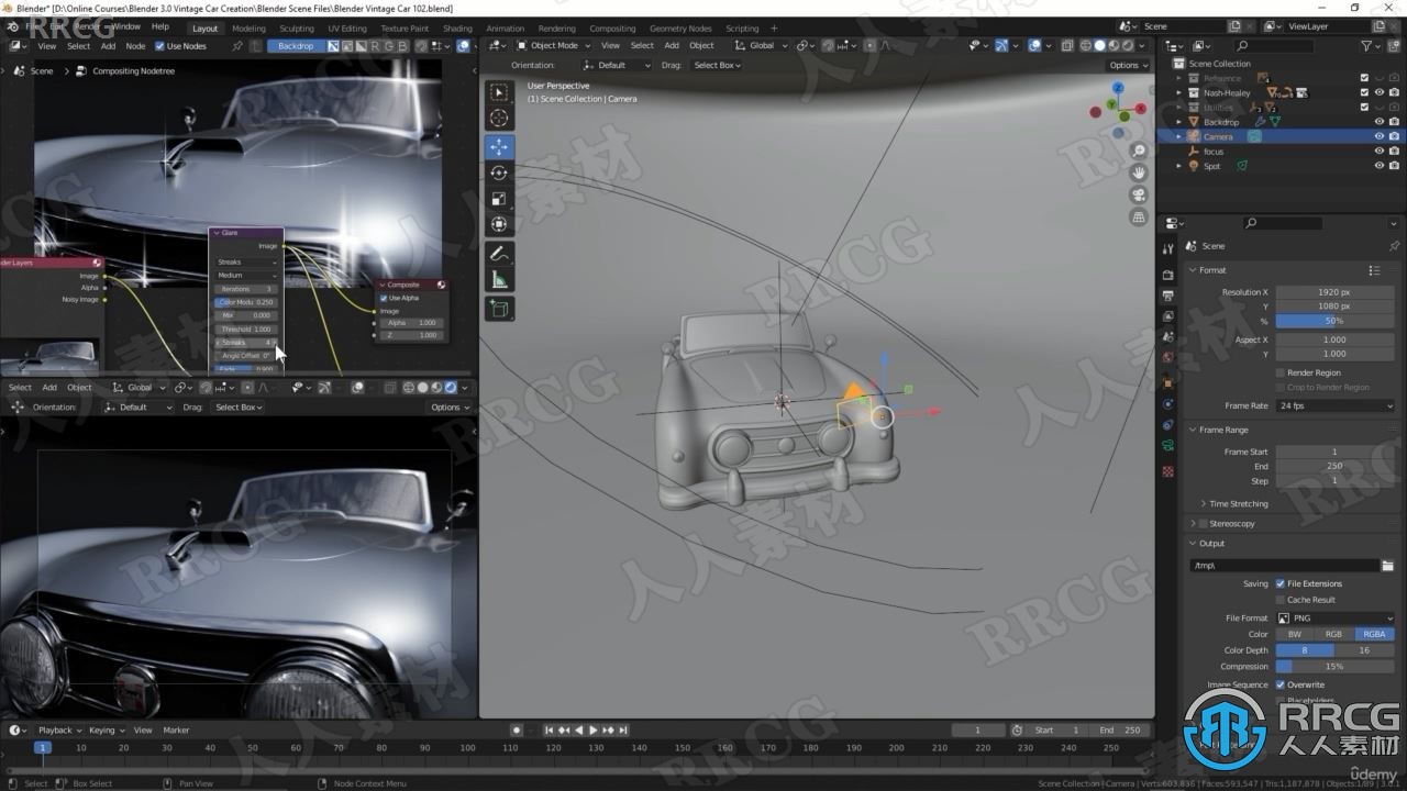 Blender 3.0复古老爷车完整制作工作流程视频教程