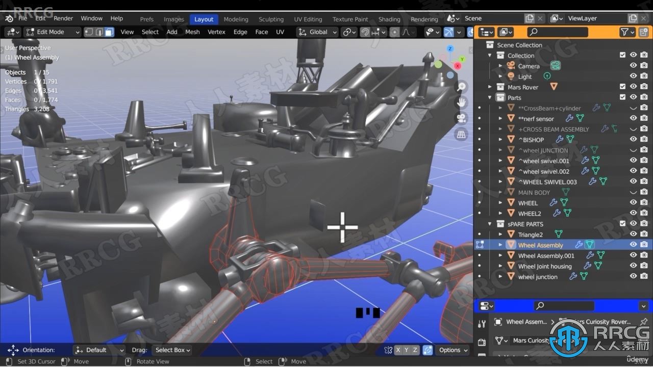 【中文字幕】Blender 3D火星车探测器建模完整制作流程视频教程