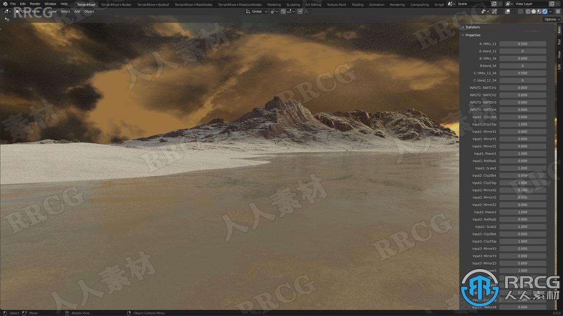 Terrain Mixer地形环境场景快速创建Blender插件V1.9.1版