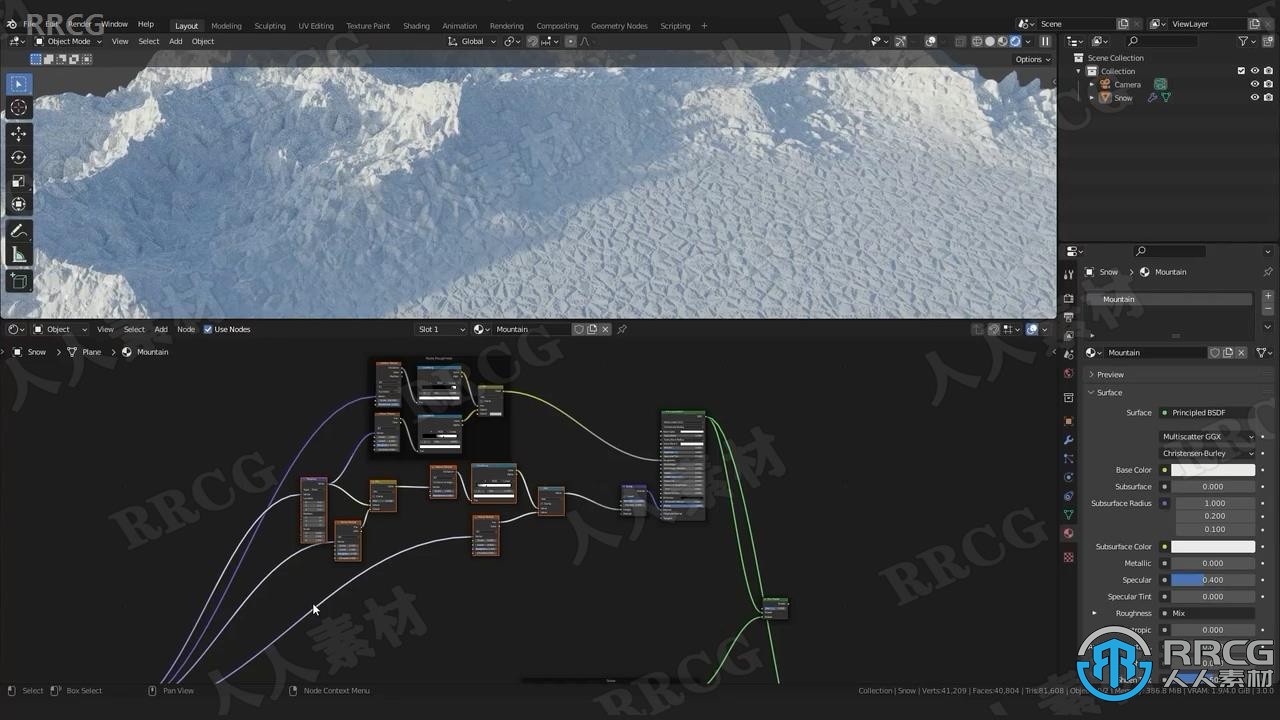 【中文字幕】Blender逼真山脉山峰场景实例制作视频教程