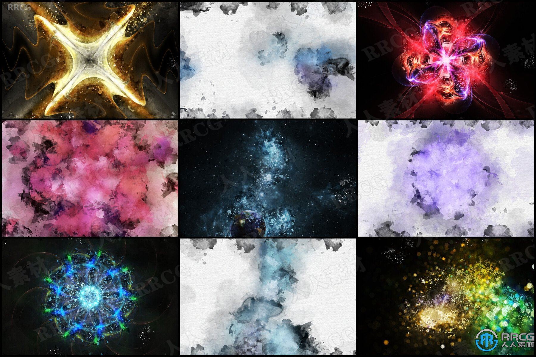 50组水彩星系背景氛围4K高清图片合集