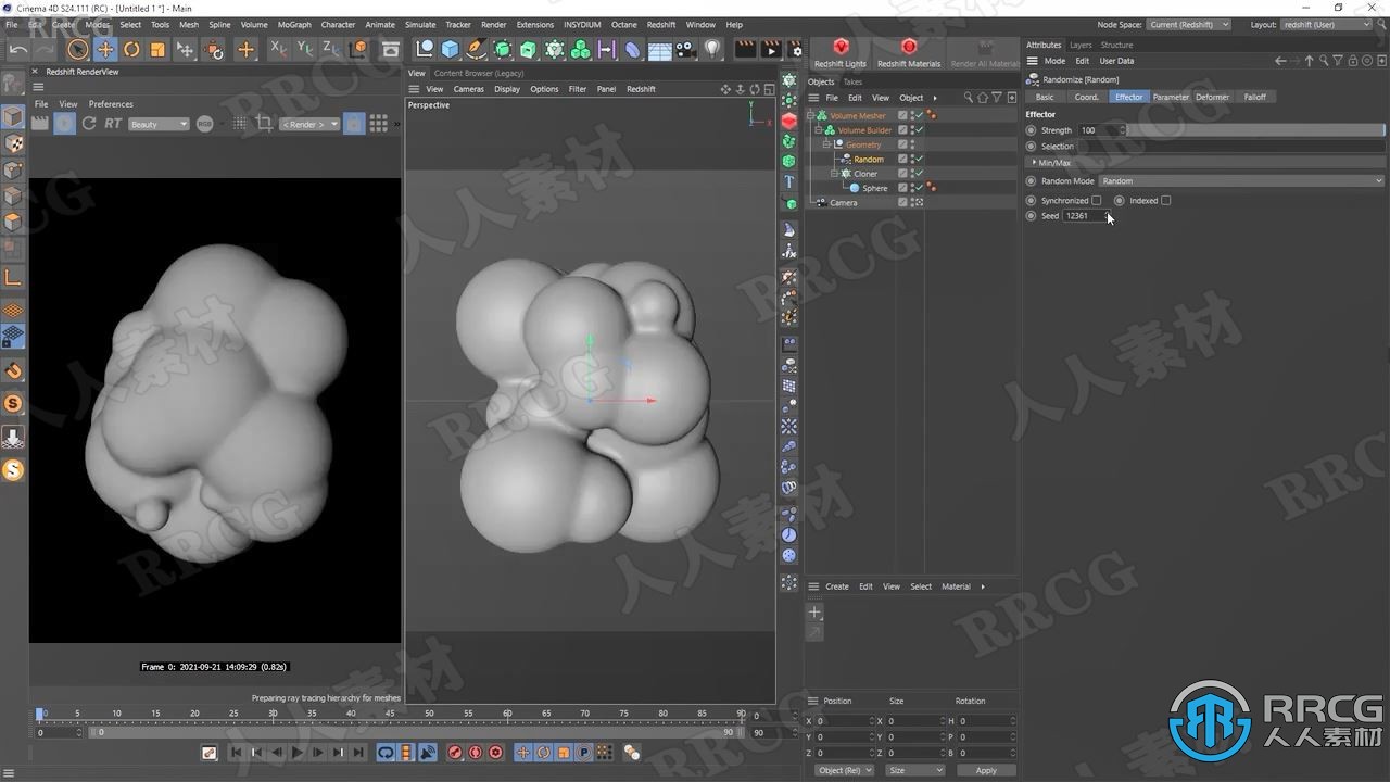 Cinema 4D与Redshift水晶形状物体实例制作视频教程