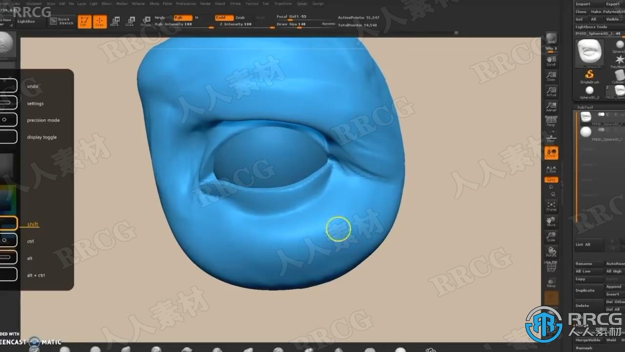 【中文字幕】Zbrush人物脸部五官雕刻实例制作视频教程