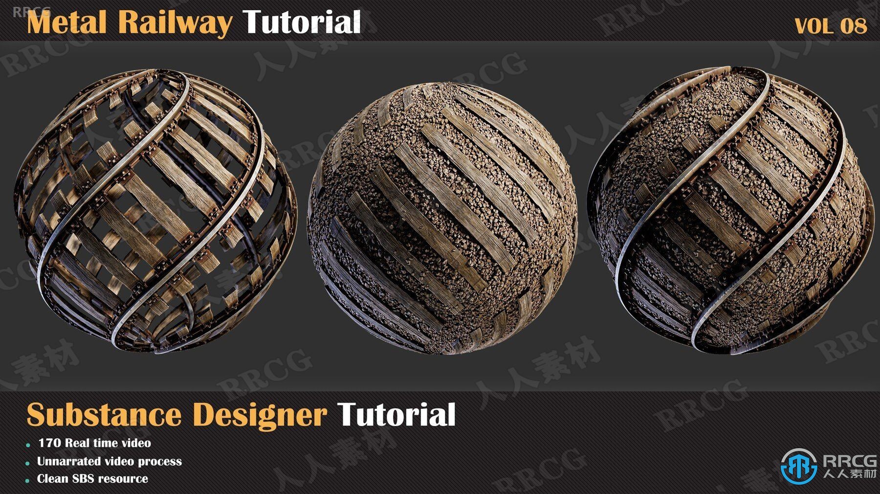 Substance 3D Designer金属铁路铺轨材质实例制作视频教程