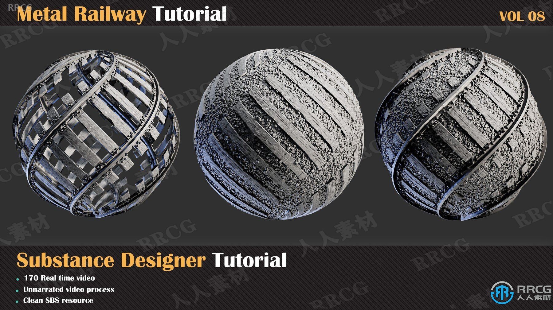 Substance 3D Designer金属铁路铺轨材质实例制作视频教程