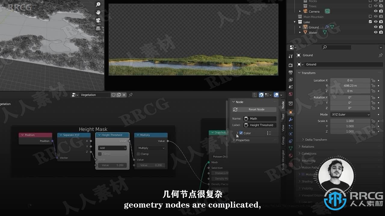 【中文字幕】Blender真实森林湖泊山脉景观制作视频教程