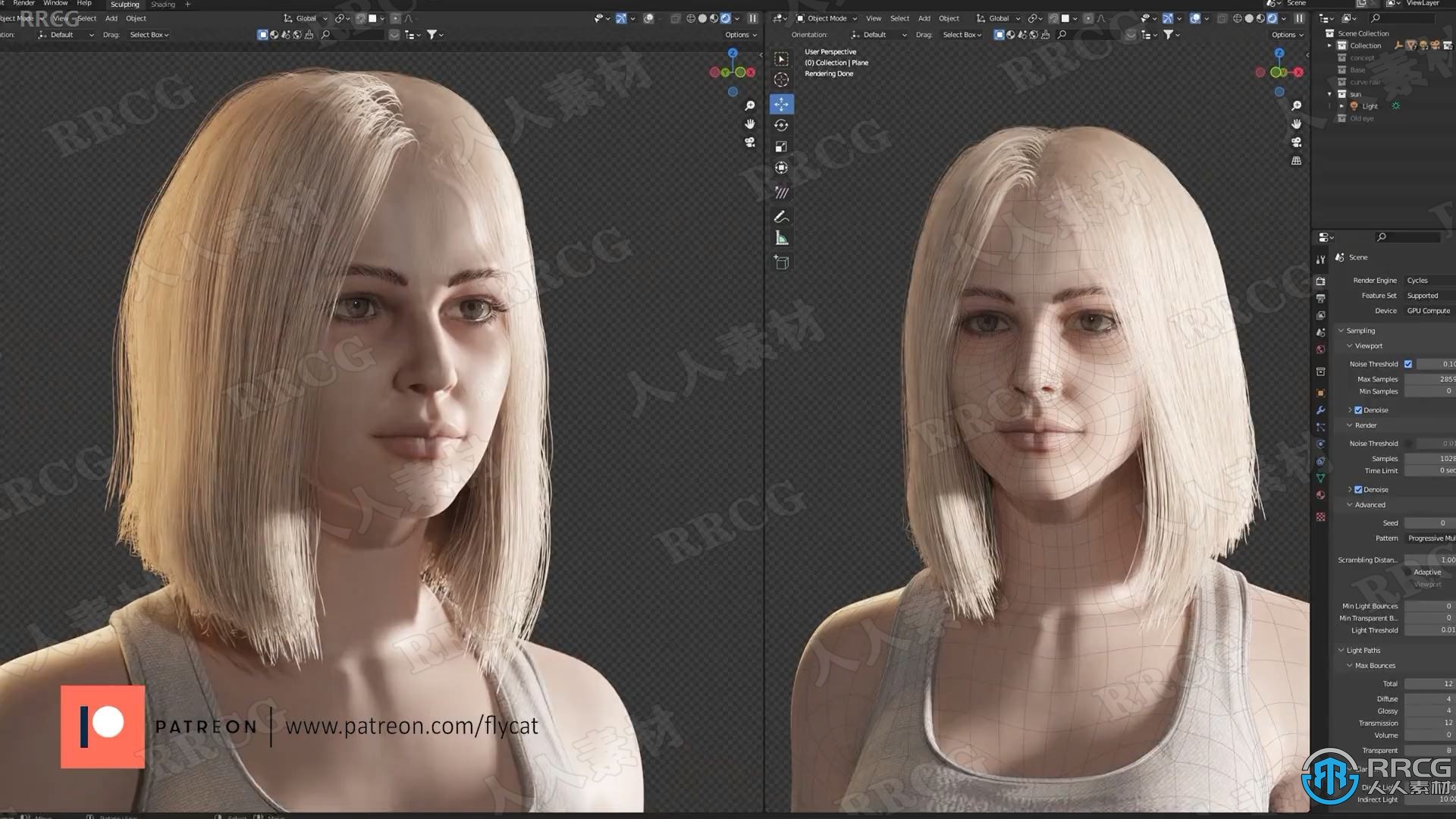 Blender 3D金发女孩角色完整制作工作流程视频教程