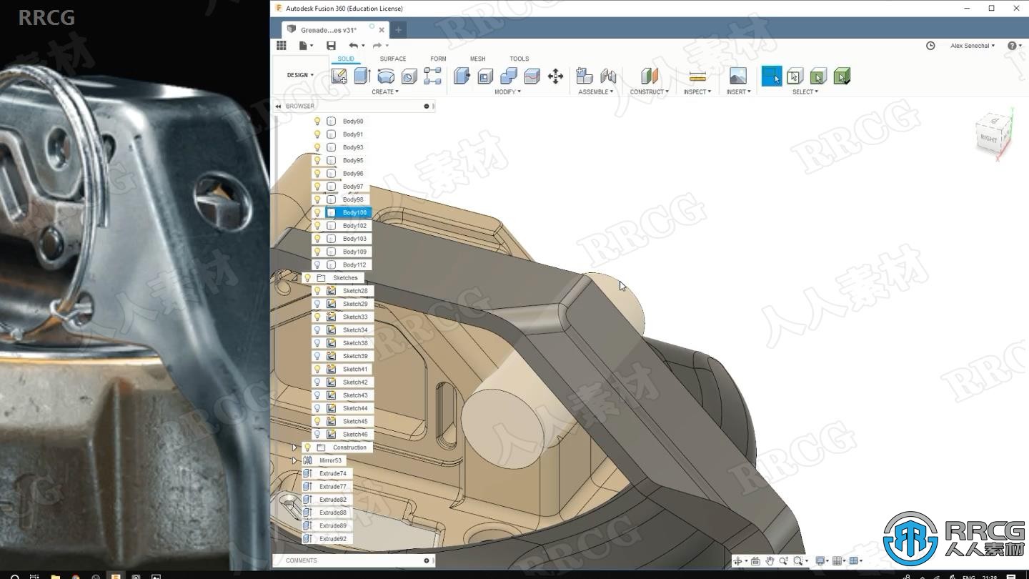 Fusion 360手榴弹游戏模型实例制作视频教程