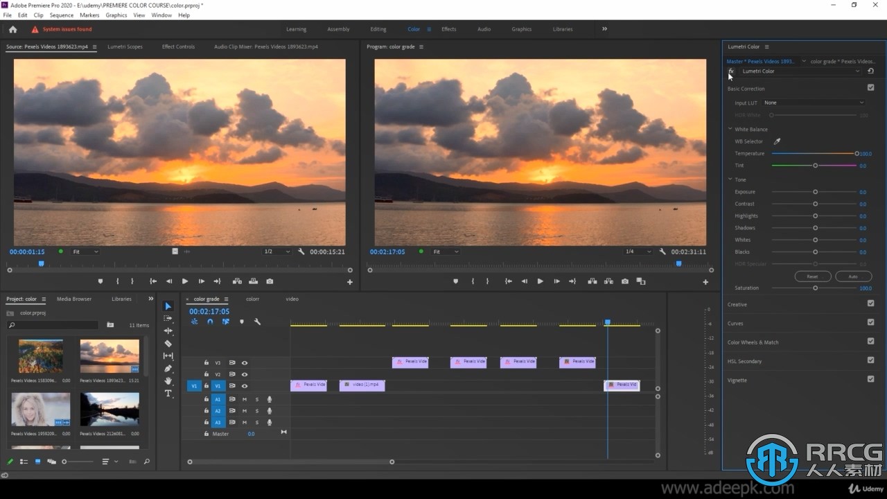 Premiere Pro 2022中Lumetri色彩校正调色技术视频教程