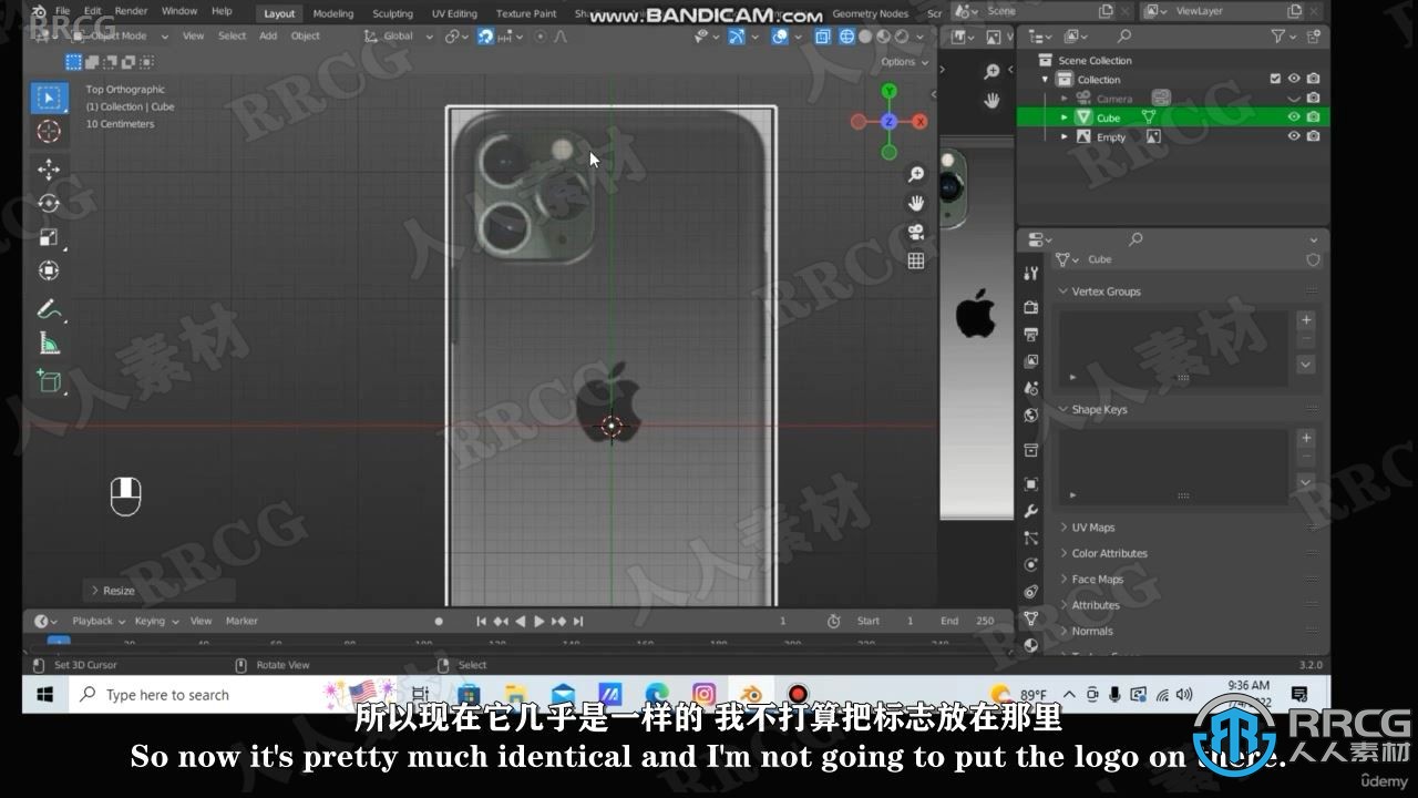 【中文字幕】Blender 3.2苹果手机iPhone完整实例制作视频课程