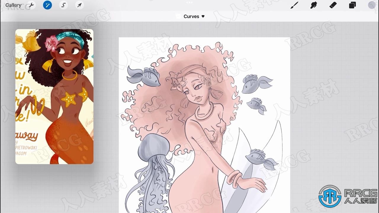 【中文字幕】Procreate美人鱼数字绘画实例训练视频教程