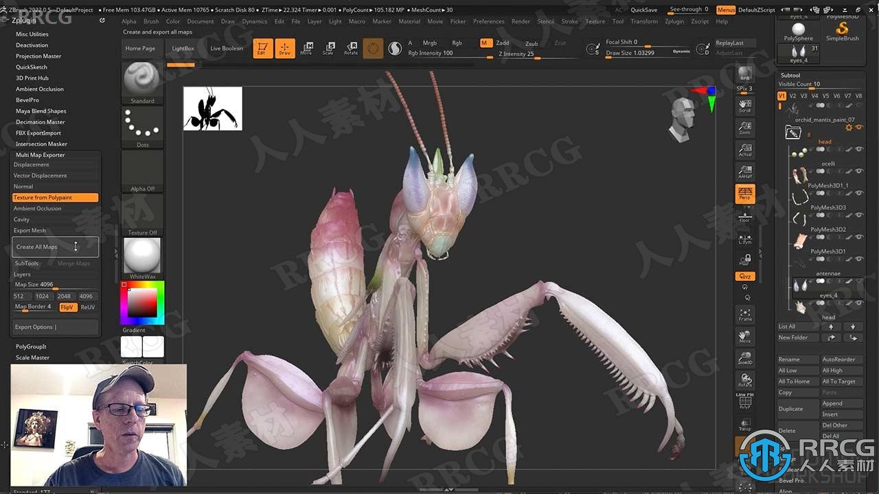 ZBrush与Marmoset Toolbag螳螂生物概念雕刻建模视频教程