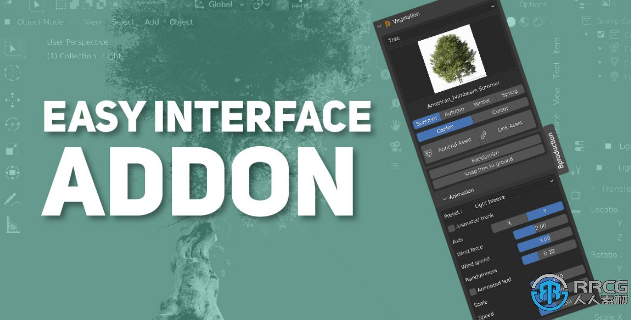 Tree Vegetation Pro树木和植物模型动画库Blender插件V5.1版