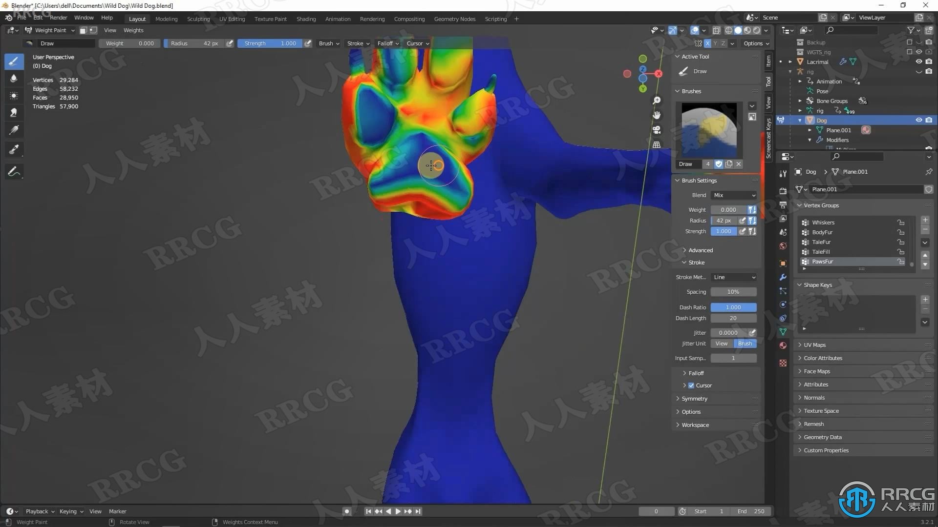 Blender非洲野狗逼真动物完整制作流程视频课程