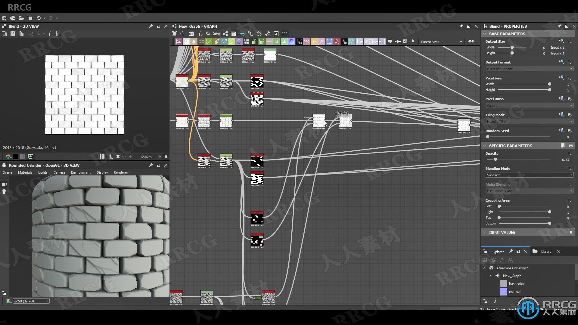 Substance Designer旧砖块老砖头纹理制作视频课程