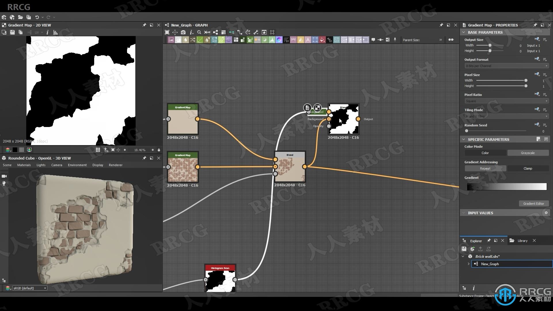 Substance Designer旧砖块老砖头纹理制作视频课程