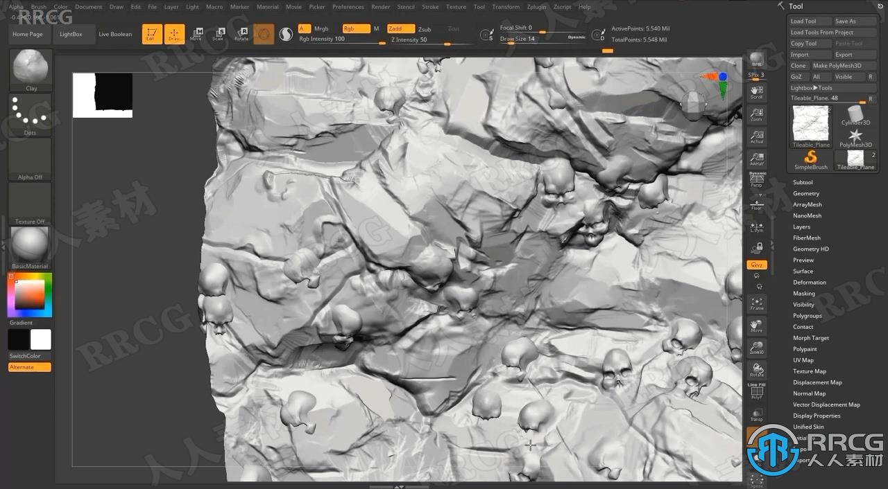 Zbrush砖墙瓷砖硬表面雕刻技术视频课程