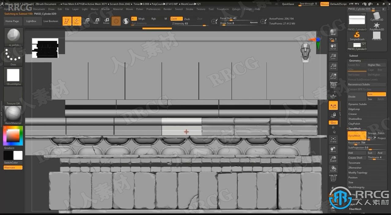 Zbrush砖墙瓷砖硬表面雕刻技术视频课程