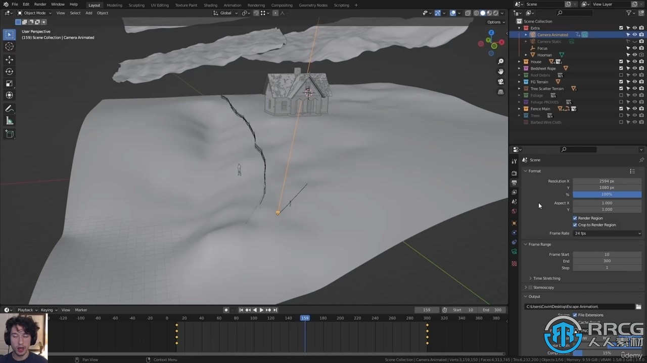 Blender 3A级游戏3D环境动画场景完整制作流程视频教程