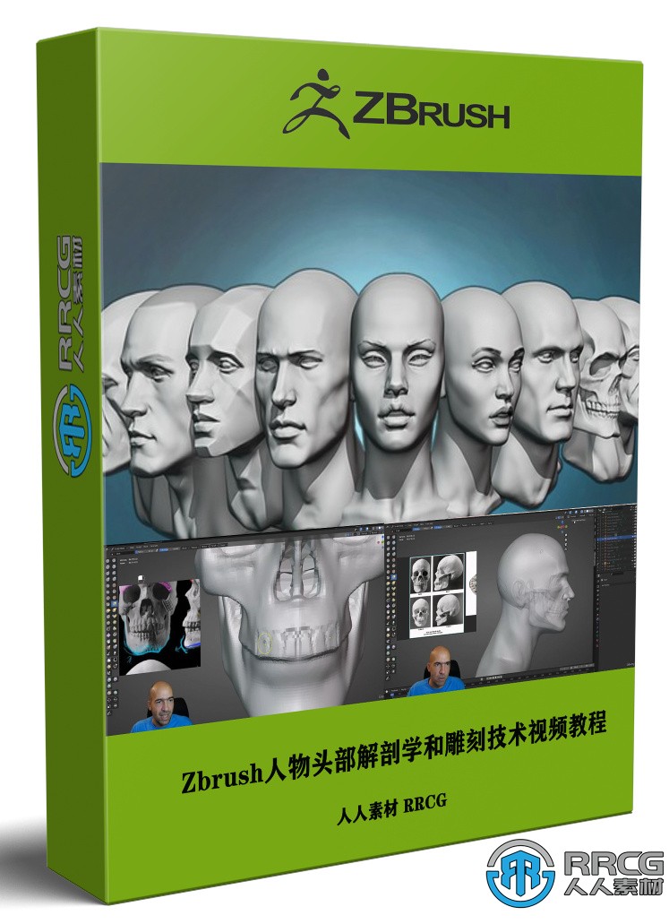 Zbrush人物头部解剖学和雕刻技术训练视频教程