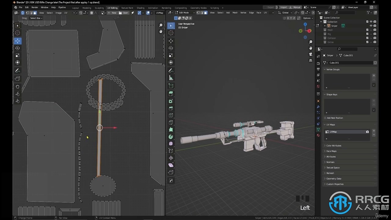 Blender 3.4狙击枪游戏武器完整建模制作视频教程