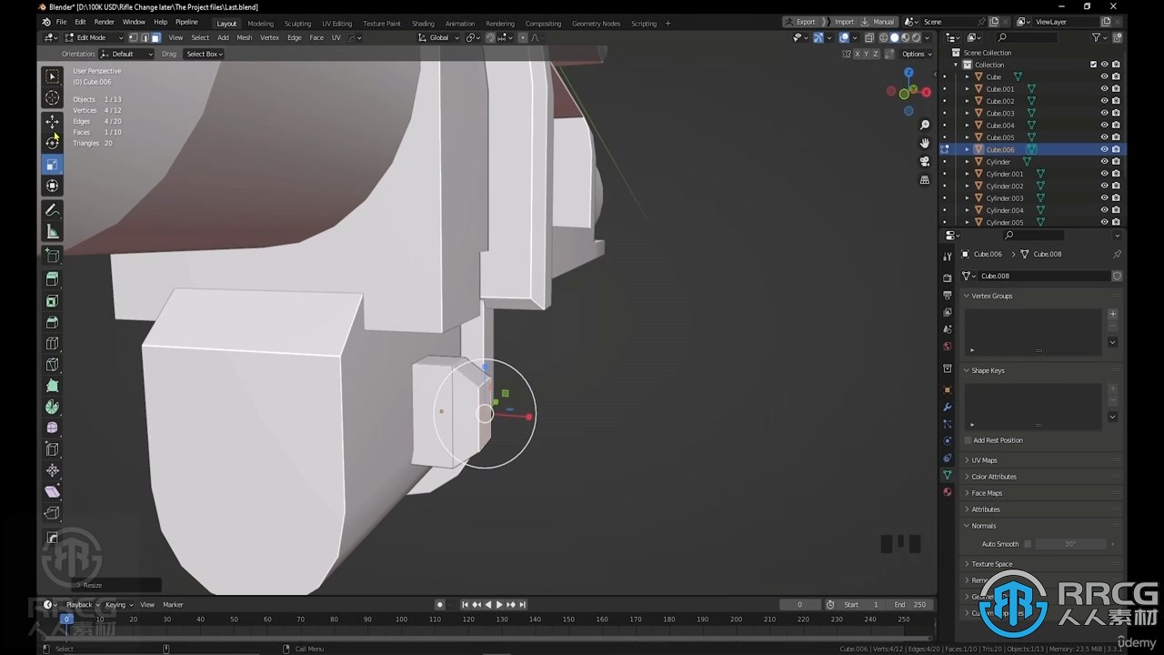 Blender 3.4狙击枪游戏武器完整建模制作视频教程