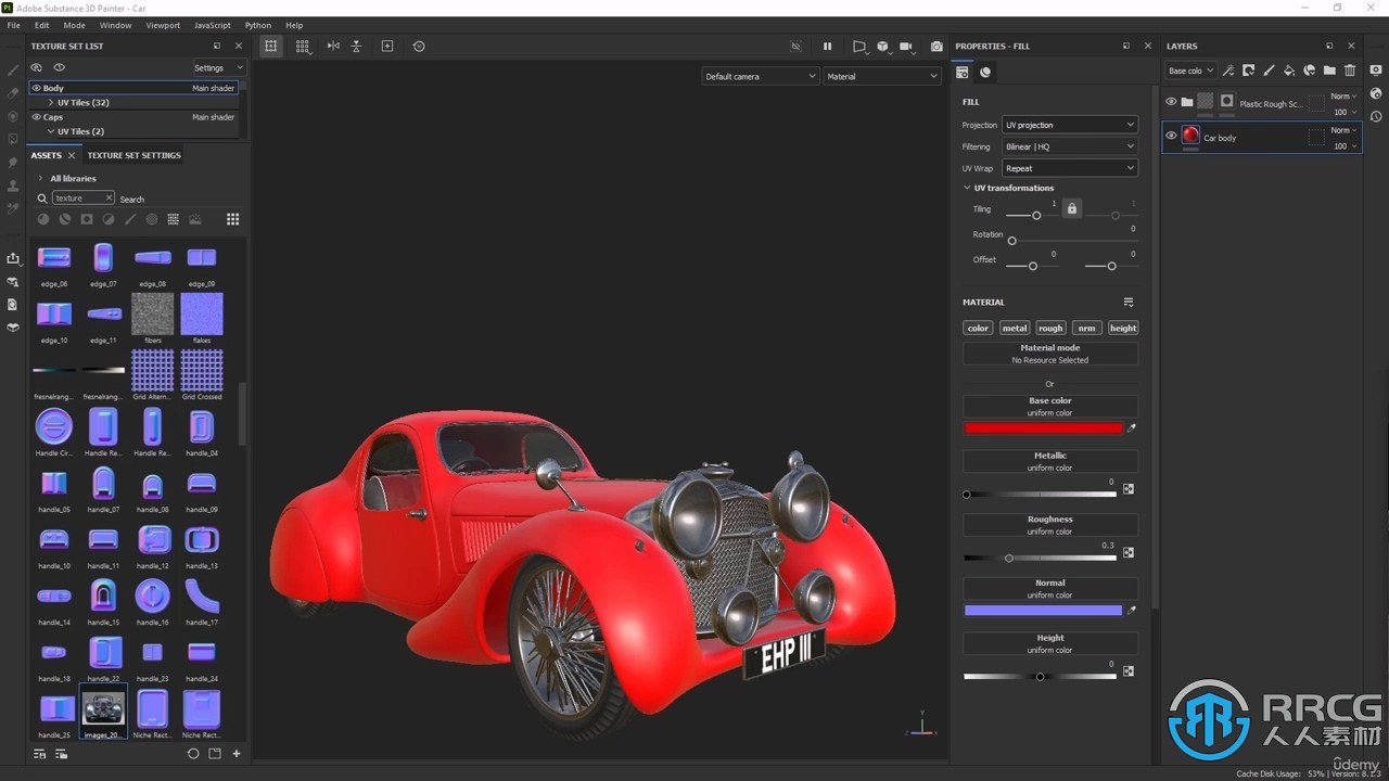 Substance Painter汽车3D场景纹理实例制作视频教程