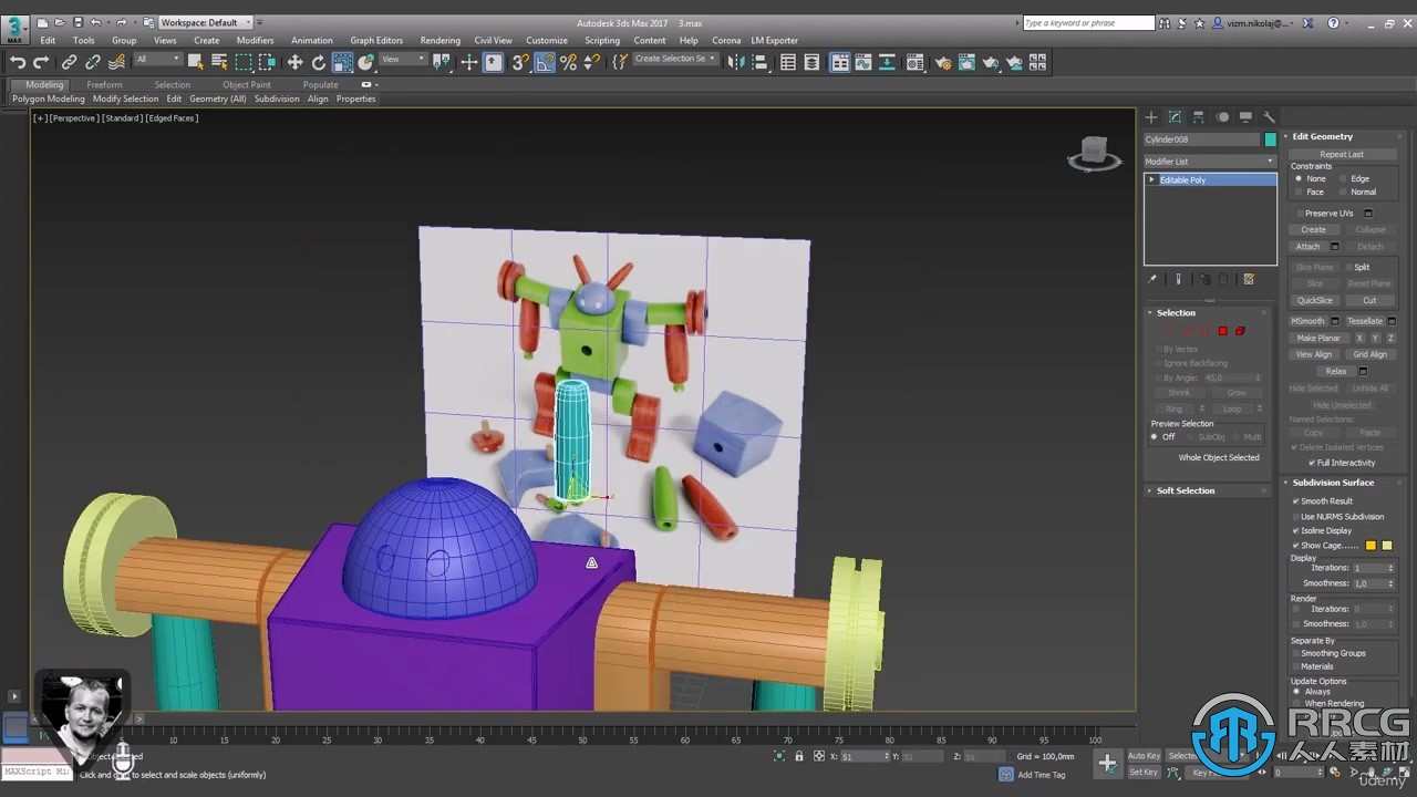 【中文字幕】3dsmax积木机器人玩具建模制作视频教程