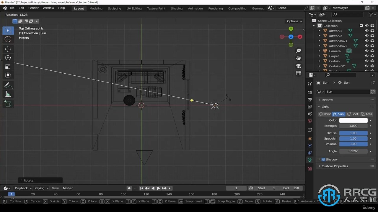 Blender室内客厅建模渲染完整技术训练视频教程