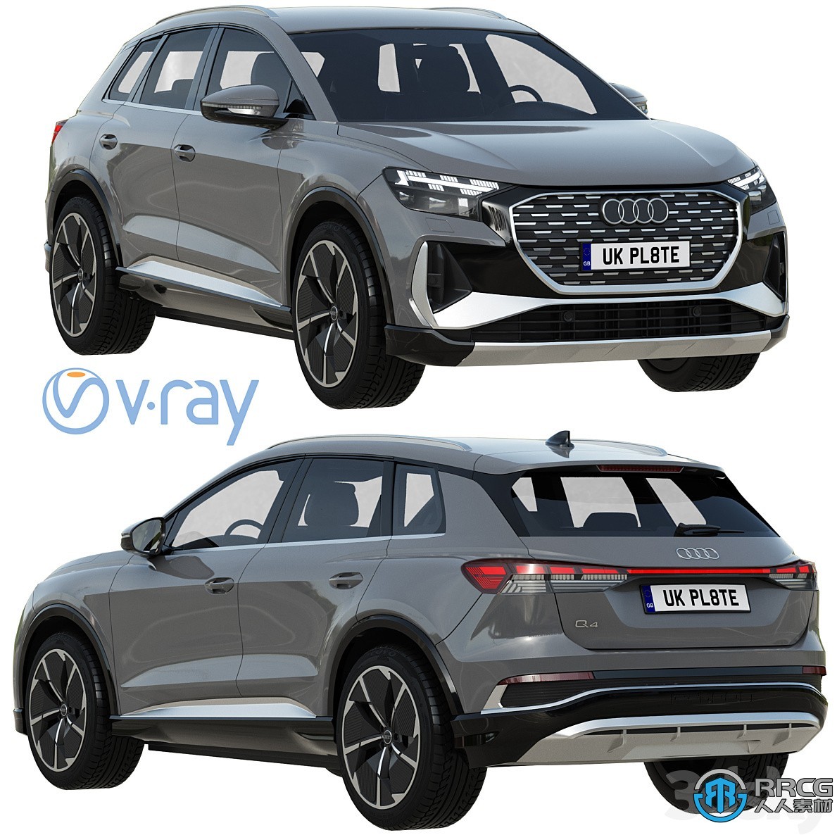 奥迪Audi Q4 e-tron 2021款纯电SUV汽车3D模型