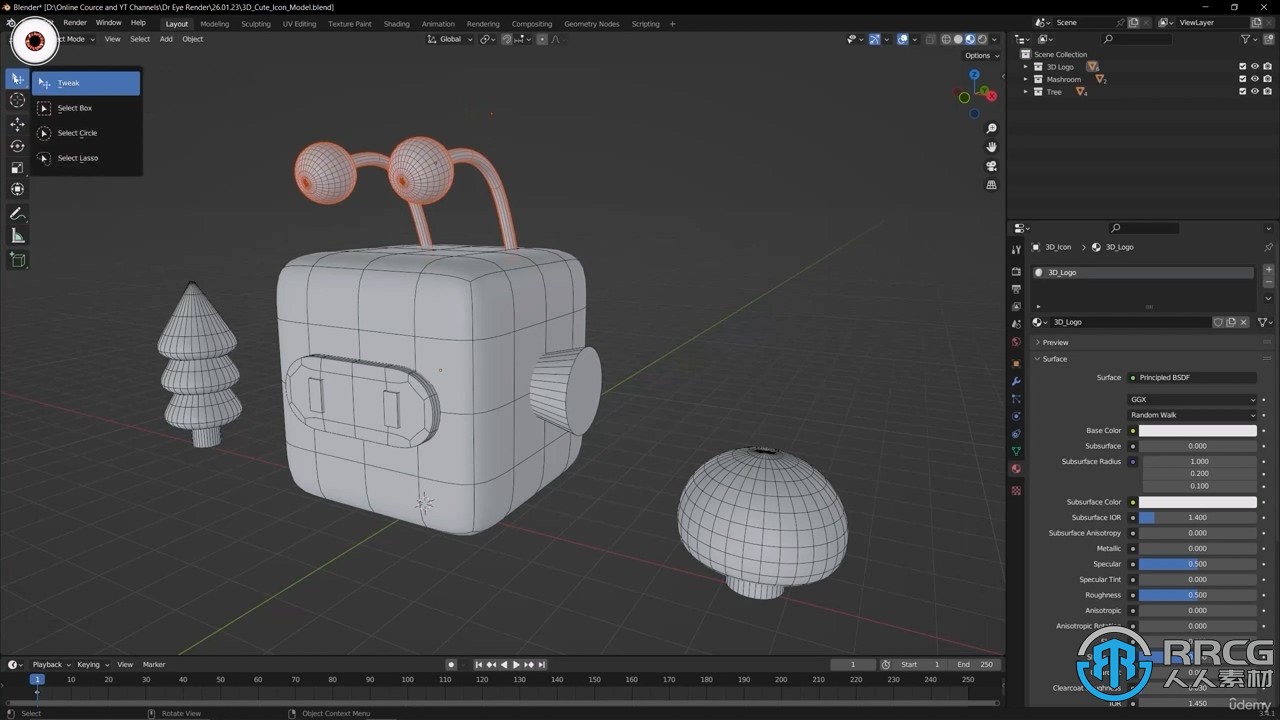 Blender 3D Logo标志实例制作视频教程