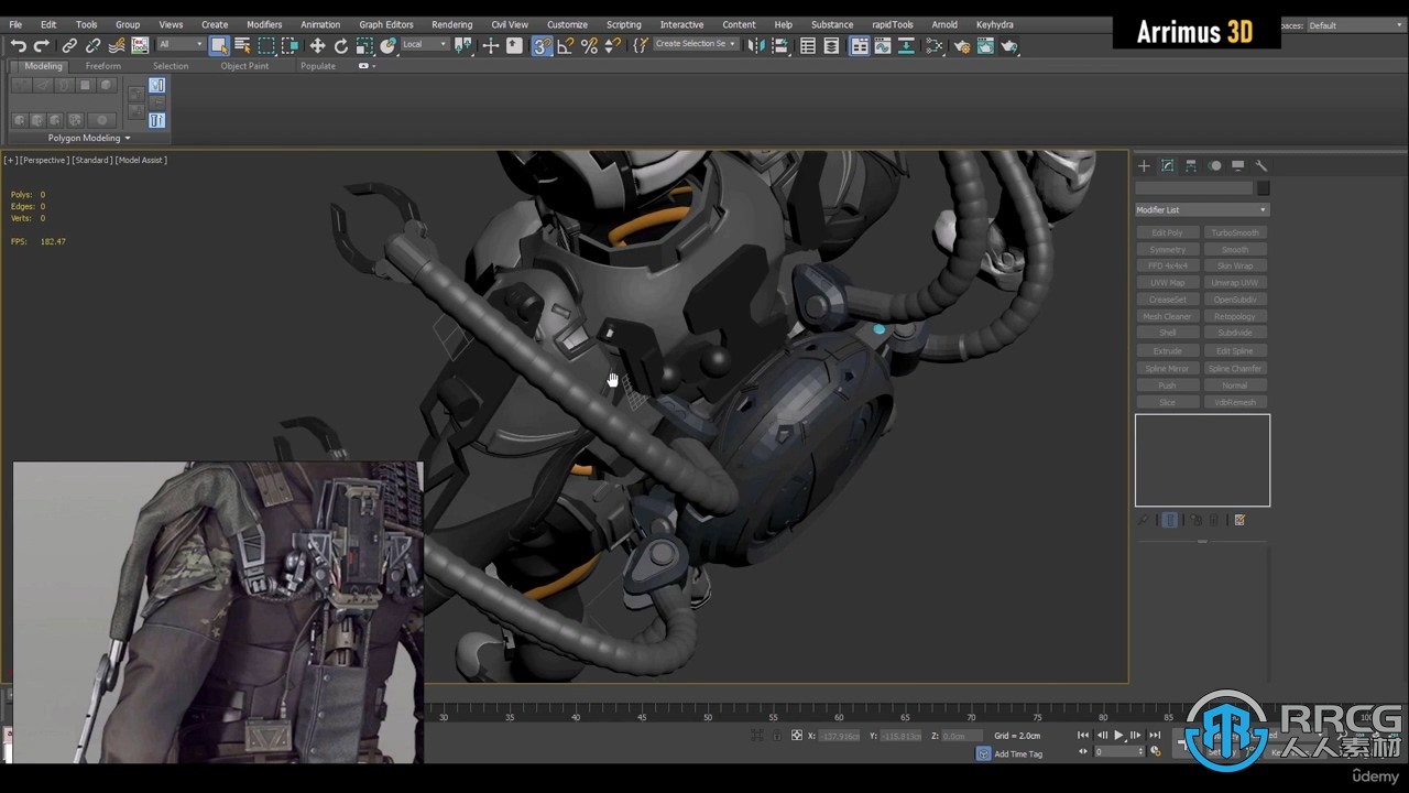 Zbrush与3dsmax科幻士兵硬表面雕刻建模视频教程