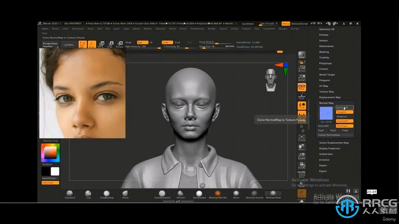 ZBrush逼真3D女性面孔雕刻建模渲染制作视频教程