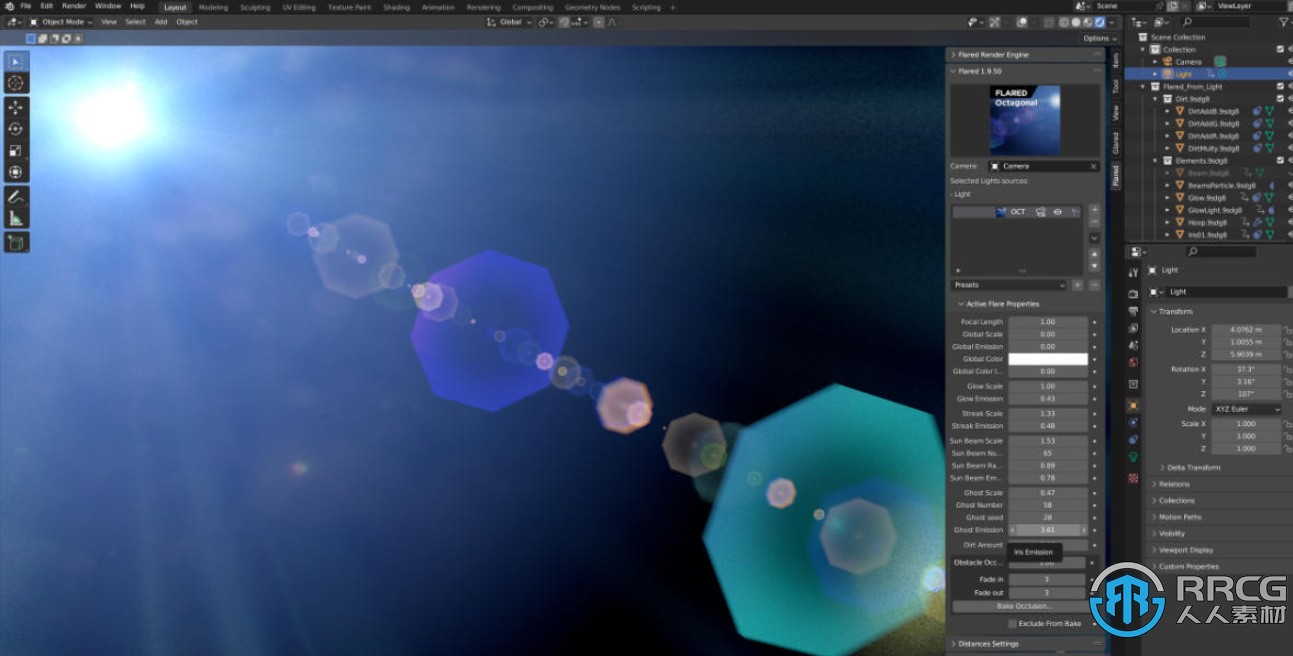 Flared Lens Flares镜头炫光Blender插件V1.9.54 XT版