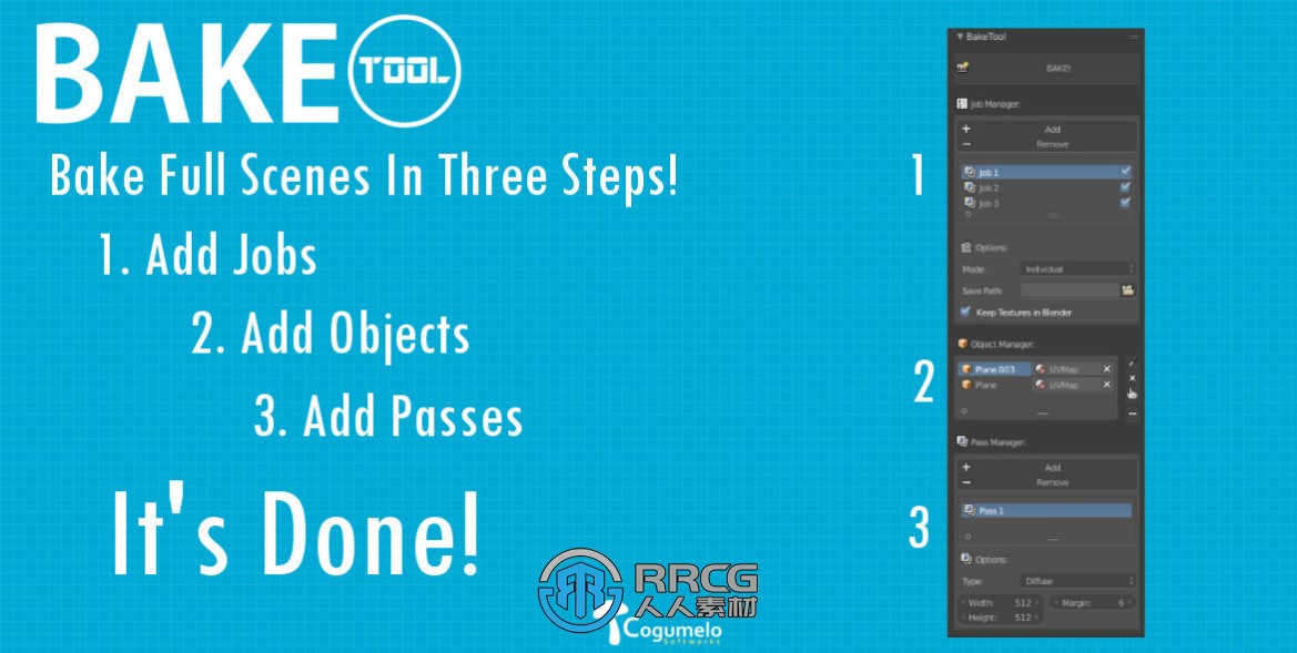 Baketool烘焙渲染高效流程Blender插件V2.6版