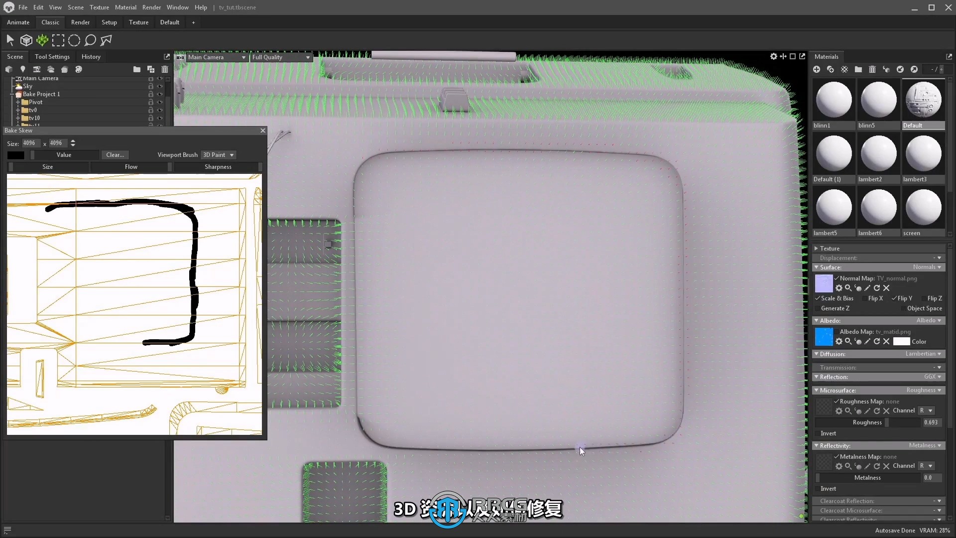 【中文字幕】Substance 3D Painter逼真电视机道具纹理制作视频教程