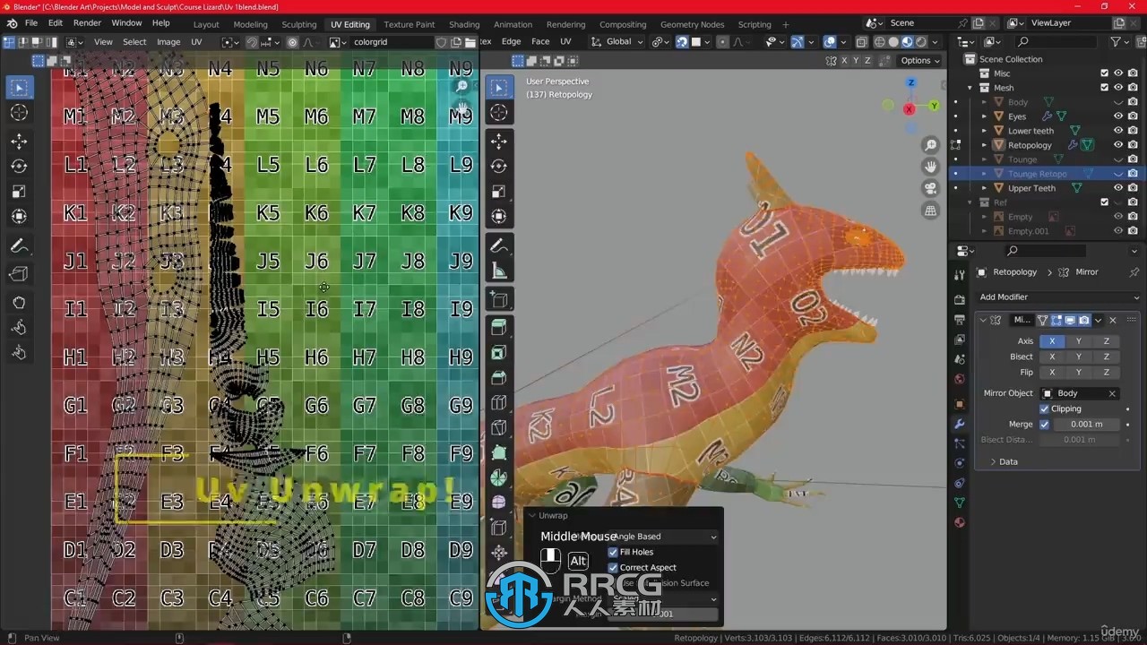 Blender蜥蜴游戏角色初学者全套制作流程视频教程