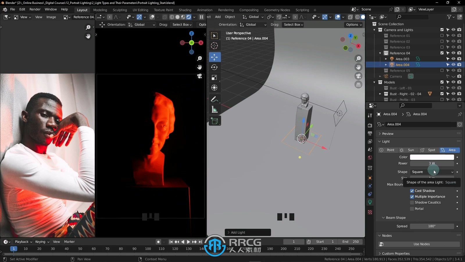 Blender 3D人像灯光照明大师班视频教程