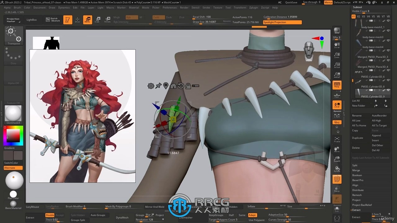 Zbrush 2023游戏角色与道具资产雕刻入门完全指南视频教程