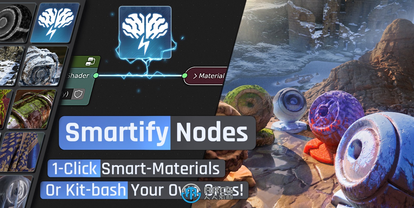 Smartify Nodes材质特效智能节点Blender插件V1.03版